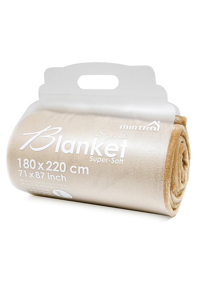 Mintra Lightweight Blanket Bed and Sofa 250 GSM Extra Soft Premium Microfiber Gold 220x180cm - Image 1