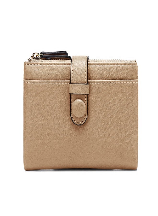 AOXONEL Women's Wallets Leather Wallets for Women Rfid Small Ladies Wallet Billfolds for Women,Trifold Mini Wallets for Women with Double Zipper Coin Pocket (Apricot) - Image 4