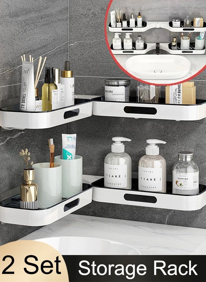 Bathroom Organizer,2 Pack Shower Caddy Shelf, Storage Bathroom Organizer,Durable And No Drill Bathroom Organizer,Wall Mounted Adjustable Rotating Large Shower Shelves,For Bathroom Storage&Home Decor&Kitchen&Countertop  - Image 1