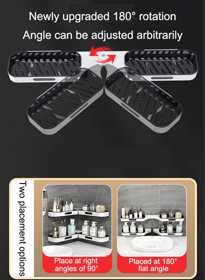 Bathroom Organizer,2 Pack Shower Caddy Shelf, Storage Bathroom Organizer,Durable And No Drill Bathroom Organizer,Wall Mounted Adjustable Rotating Large Shower Shelves,For Bathroom Storage&Home Decor&Kitchen&Countertop  - Image 2