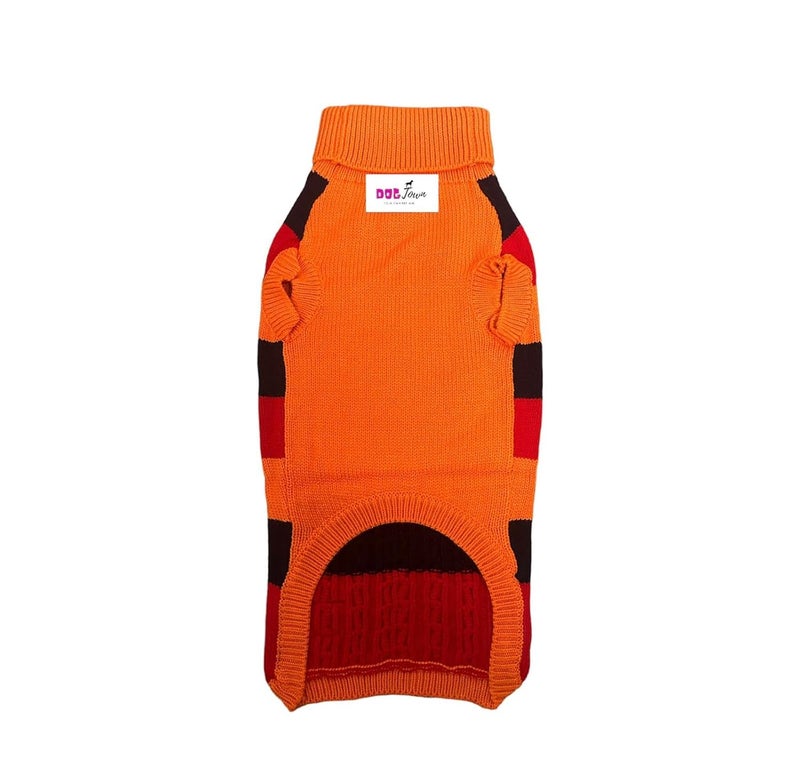 DOGTOWN Blaze Pull Over Winter Wear Premium Pets Clothing | Pet Sweater | Stretchable Sweaters for Dogs |(Color-Orange)(Size-M) - Image 2