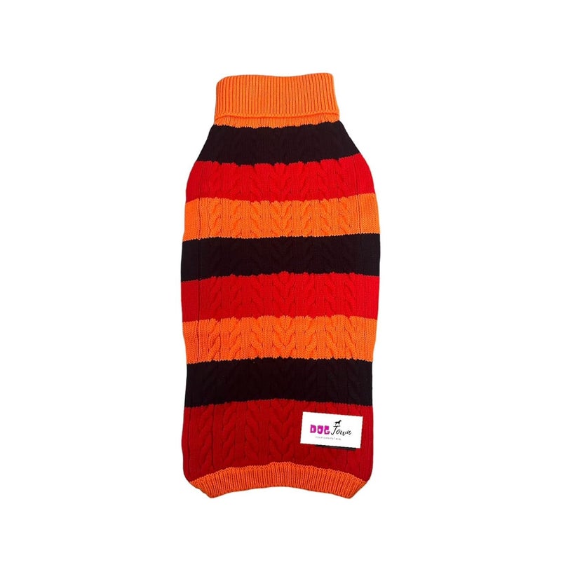 DOGTOWN Blaze Pull Over Winter Wear Premium Pets Clothing | Pet Sweater | Stretchable Sweaters for Dogs |(Color-Orange)(Size-M) - Image 1