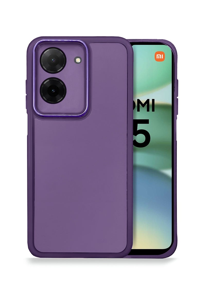 Wtech Xiaomi Redmi A5 4G 2025 Soft Transparent TPU Silicone Ultra Thin Phone Stylish Electroplated Camera Border Back Case Cover - Eggplant Purple - Image 1
