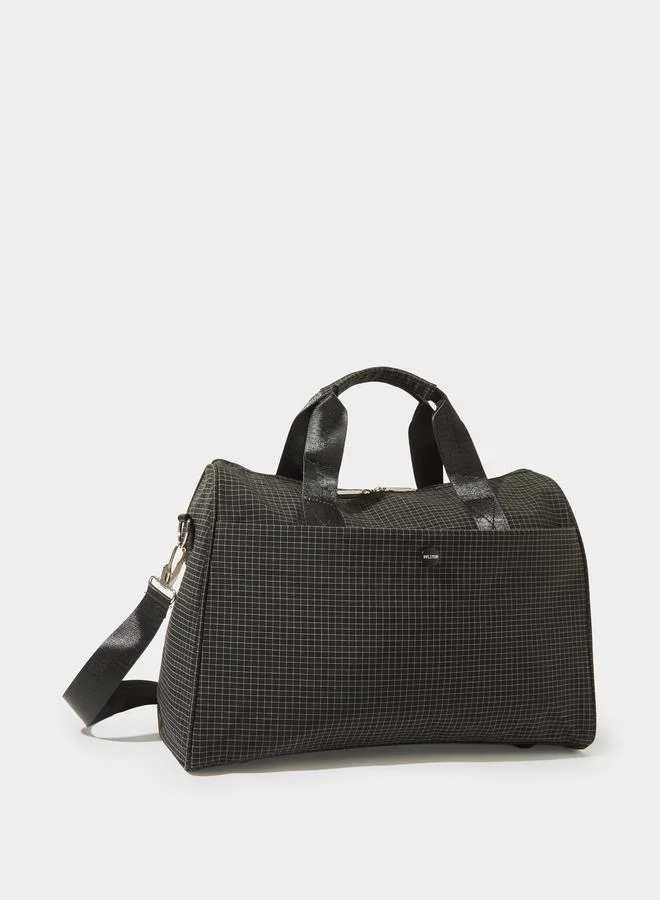 Black Grid Pattern Gym Bag