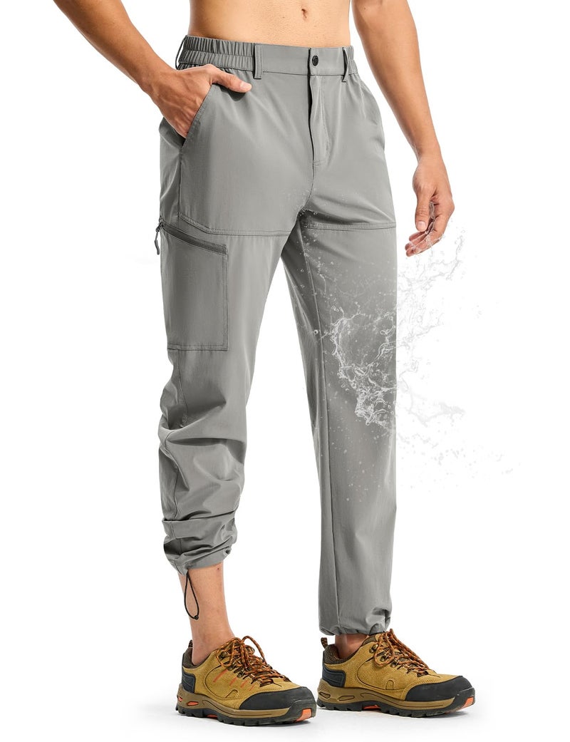TBMPOY Mens Lightweight Hiking Pants Quick Dry 4 Pockets Stretch Water Resistant Travel Fishing Convertible Zip Cargo Jogger Light Grey 32 - Image 2