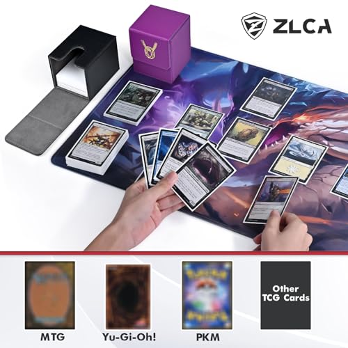 ZLCA Card Deck Box for MTG with 2 Dividers, Card Storage Box Fits 100+ Single Sleeved, PU Leather TCG Deck Case Holder for Magic Commander Yugioh (Black,Ring) - Image 5