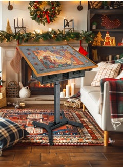 WISFOR 90x70cm Puzzle Table with Adjustable Height 74-98cm 4-Level Tilt 360° Rotating Metal Base and Wheels for Easy Mobility Fits 1500-Piece Jigsaw Puzzles  - Image 3