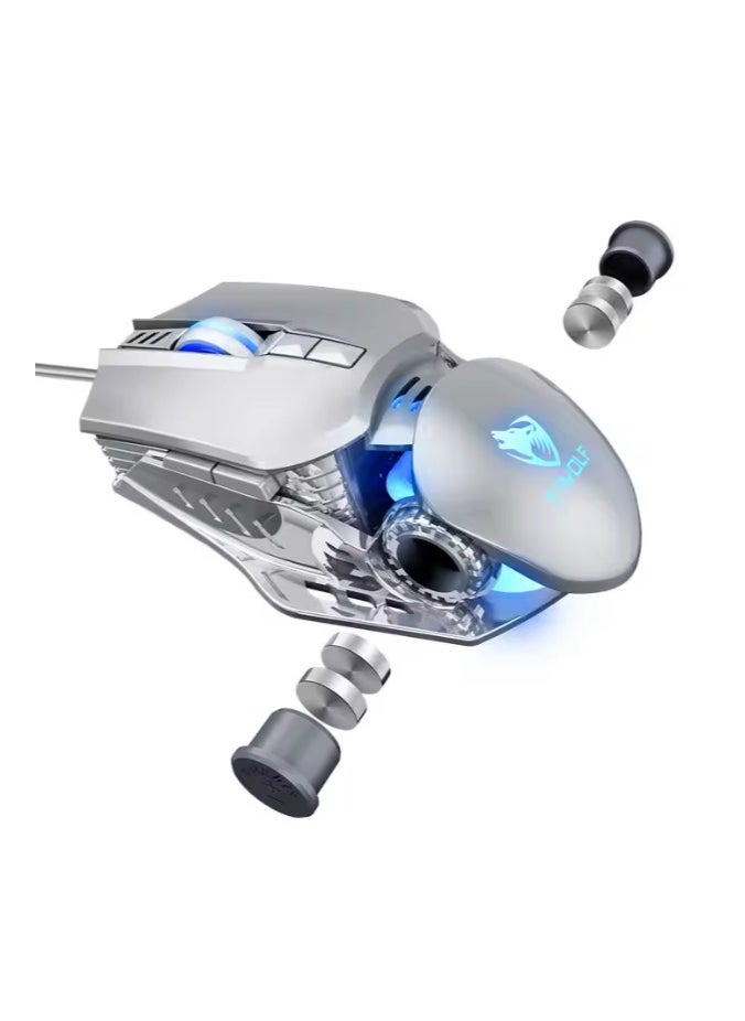 T-WOLF Thunder Wolf G530 High Precision Gaming Mouse – "White Devil" – RGB Light Effects, 6400 DPI Adjustable, Ergonomic Design 