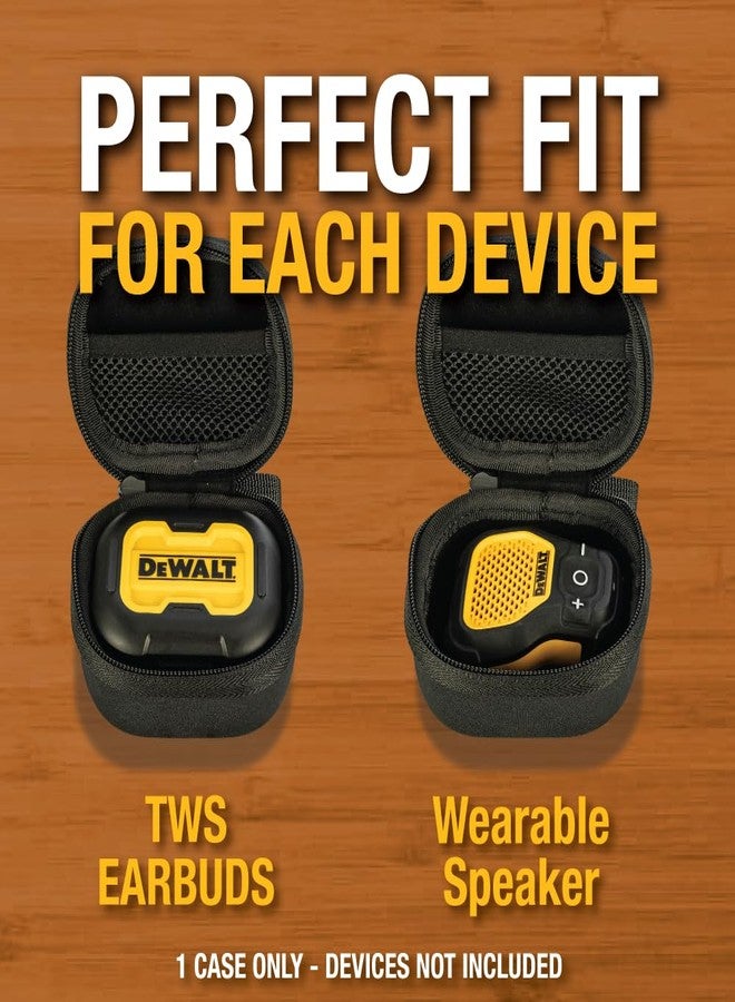 DEWALT Heavy Duty Protective Headphone Case for TWS Earbuds & Wearable Speaker, Compact Lightweight w/EVA Headphone Case Hard Shell, Shockproof, Water-Resistant, Soft Interior & Accessory Mesh Pocket - Image 4