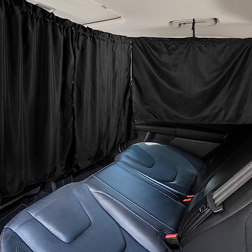 PAMASE Set of 3 Car Window Shades - 95% Light Blocking Sunshades, 1 Privacy Divider Curtains & 2 Side Window Covers, Wide Sedan SUV Accessories for Kids Baby Travel Camping Nap Sleeping - Image 1