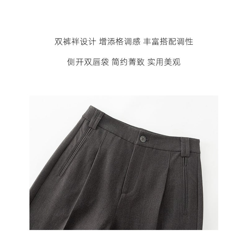 Grey Tencel Wool Slim Fit Trousers Women card color - Image 4