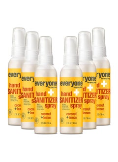 everyone for every body Everyone Hand Sanitizer Spray, 2 Ounce (Pack of 6), Coconut and Lemon, Plant Derived Alcohol with Pure Essential Oils, 99% Effective Against Germs 