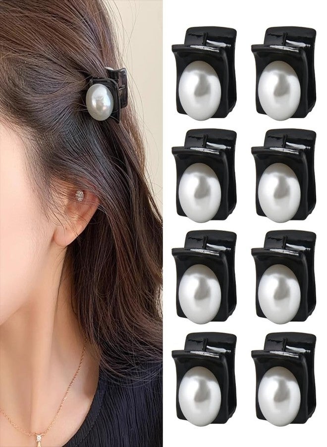 YangQian Mini Pearl Hair Clips for Women and Girls - Tiny Claw Barrettes and Decorative Hair Accessories for Short or Long Hair, Pack of 8 - Image 1