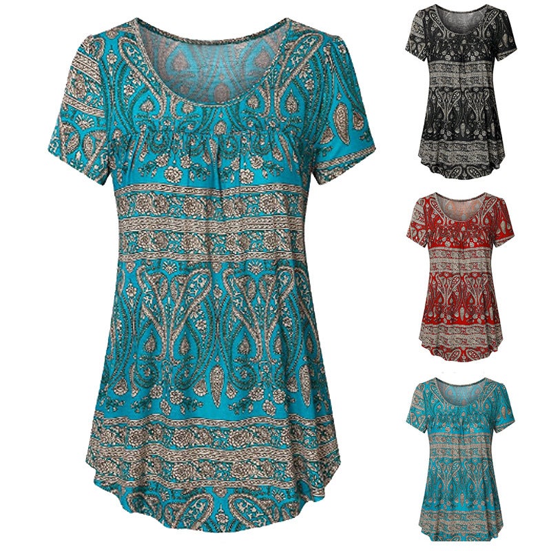 2021 إيباي شتاء حار طابع جديد واسع مقاس زائد فستان قصير الأكمام للنساء تي شيرت أسود مقاس ص - Image 2