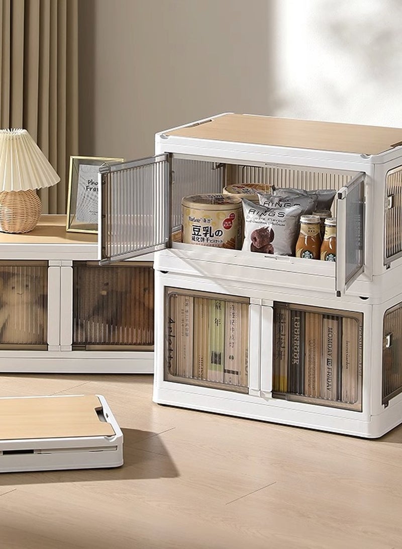 لوبيتيز مجموعة من قطعتين ، مربع تخزين مفتوح من 5 جوانب ، مربع تخزين ، خزانة تخزين ، منظم خزانة قابلة للطي ومساحة تخزين ، مربع تخزين غطاء خشبي مزدوج الجانبين مع عجلات ، مربع تخزين قابل للتكوين لتخزين وتنظيم الوجبات الخفيفة ، البنود المختلفة ، إلخ - Image 1