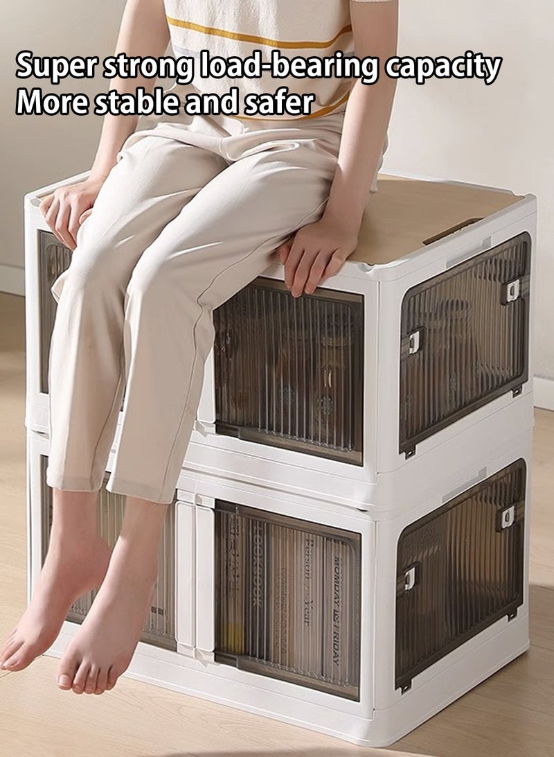 لوبيتيز مجموعة من قطعتين ، مربع تخزين مفتوح من 5 جوانب ، مربع تخزين ، خزانة تخزين ، منظم خزانة قابلة للطي ومساحة تخزين ، مربع تخزين غطاء خشبي مزدوج الجانبين مع عجلات ، مربع تخزين قابل للتكوين لتخزين وتنظيم الوجبات الخفيفة ، البنود المختلفة ، إلخ - Image 5