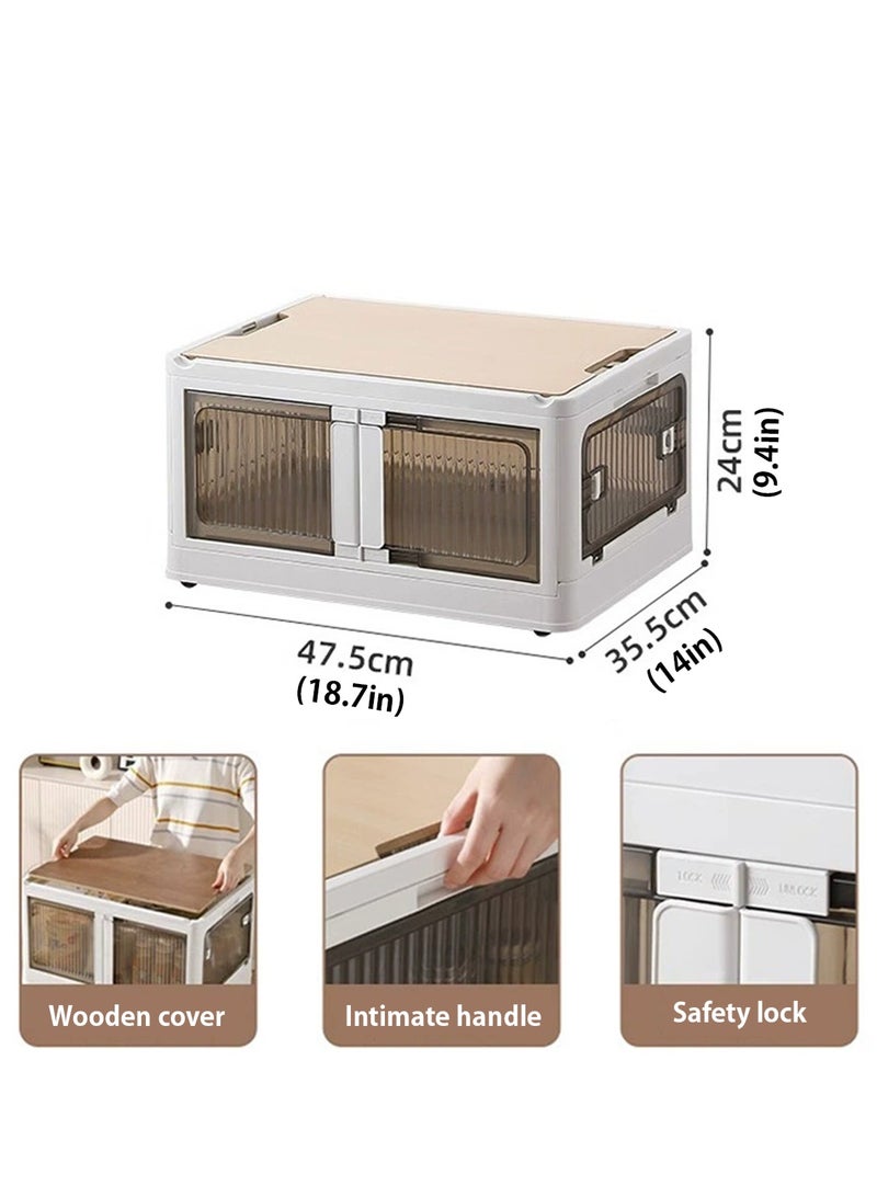 لوبيتيز مجموعة من قطعتين ، مربع تخزين مفتوح من 5 جوانب ، مربع تخزين ، خزانة تخزين ، منظم خزانة قابلة للطي ومساحة تخزين ، مربع تخزين غطاء خشبي مزدوج الجانبين مع عجلات ، مربع تخزين قابل للتكوين لتخزين وتنظيم الوجبات الخفيفة ، البنود المختلفة ، إلخ - Image 3