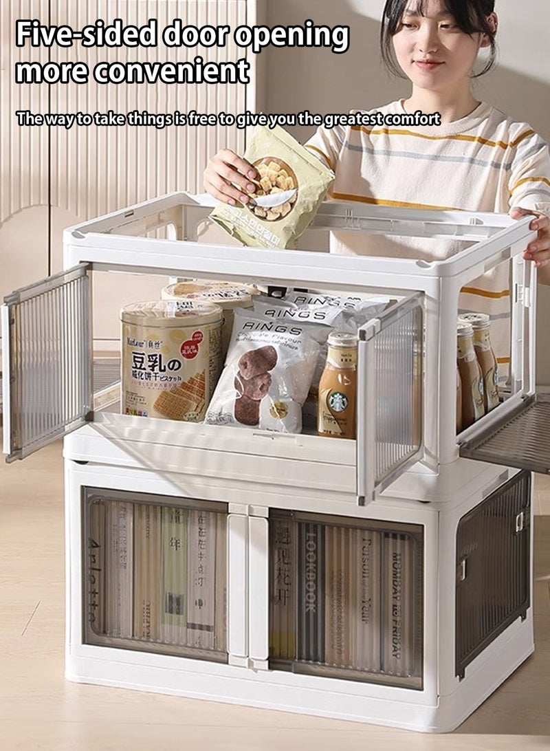 لوبيتيز مجموعة من قطعتين ، مربع تخزين مفتوح من 5 جوانب ، مربع تخزين ، خزانة تخزين ، منظم خزانة قابلة للطي ومساحة تخزين ، مربع تخزين غطاء خشبي مزدوج الجانبين مع عجلات ، مربع تخزين قابل للتكوين لتخزين وتنظيم الوجبات الخفيفة ، البنود المختلفة ، إلخ - Image 4