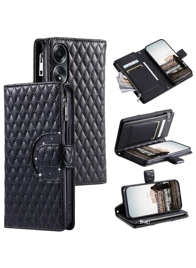 اس-توب جراب هاتف OPPO A58 4G لامع بسحاب ومحفظة جلدية - Image 1