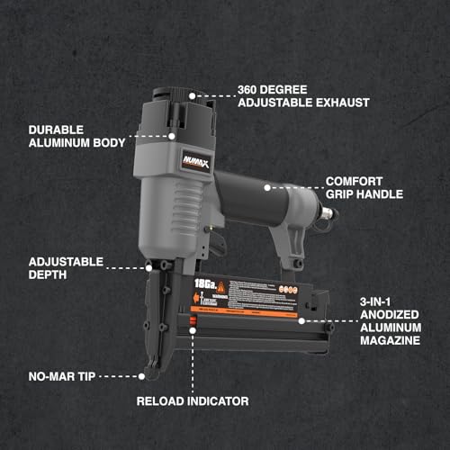 NuMax Pneumatic 3-in-1 Nail Gun | 16 GA & 18 GA Finish Nailer, Brad Nailer, Stapler | Multi-Purpose Air Tool for Trim, Moulding, Baseboards, Furniture, and Home Improvement Projects | SL31 - Image 4