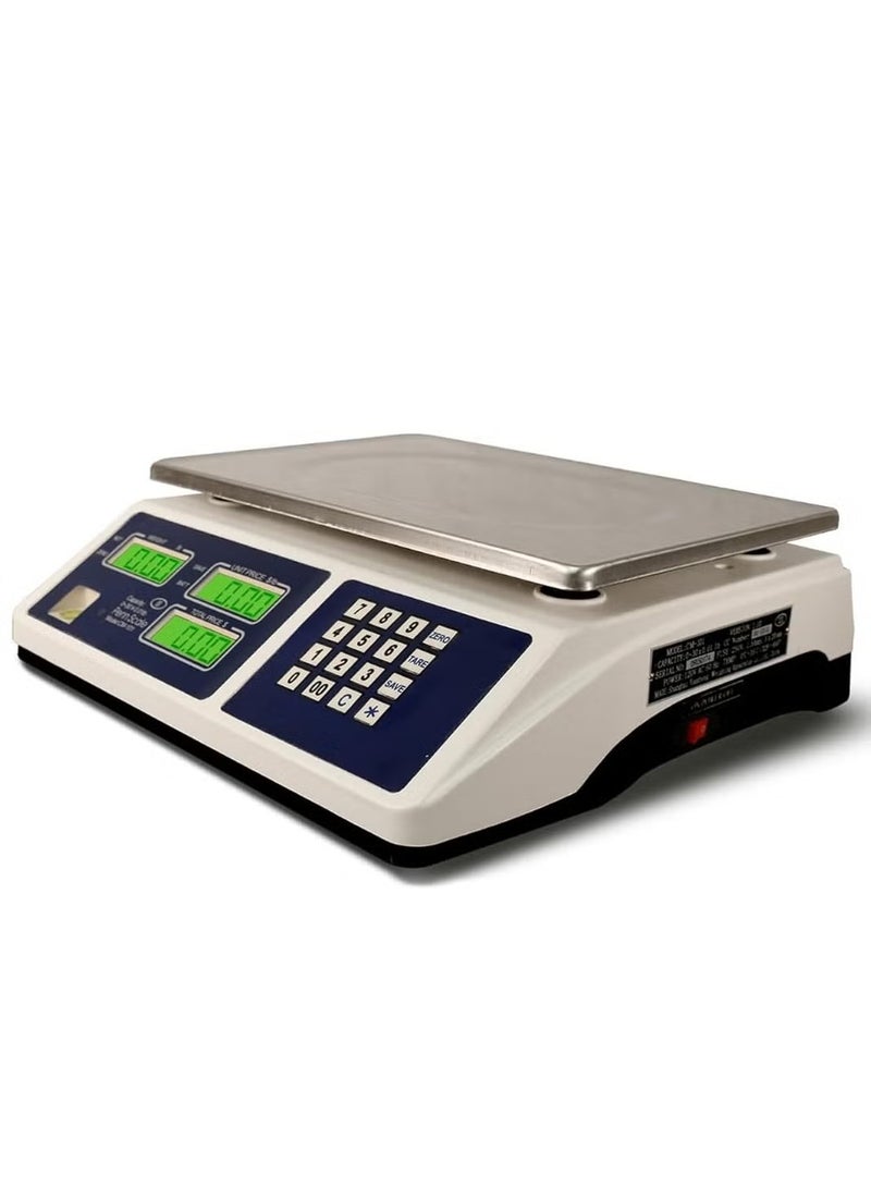 Digital Scale for Commercial Use, Dual LCD Display, Stainless Steel Platform, Rechargeable Battery, Ideal for Fruits, Vegetables, Meat, and Produce  - Image 1