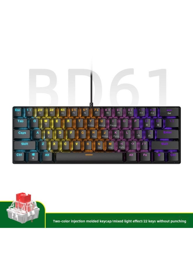 Special Explosions Mechanical Keyboard 61 Key Mixed Light Cable Green Tea Axis Game Computer Electronic Competition Mechanical Keyboard-Color:61 Keys - Black [wired] Mixed Light - Red Axis - Image 1