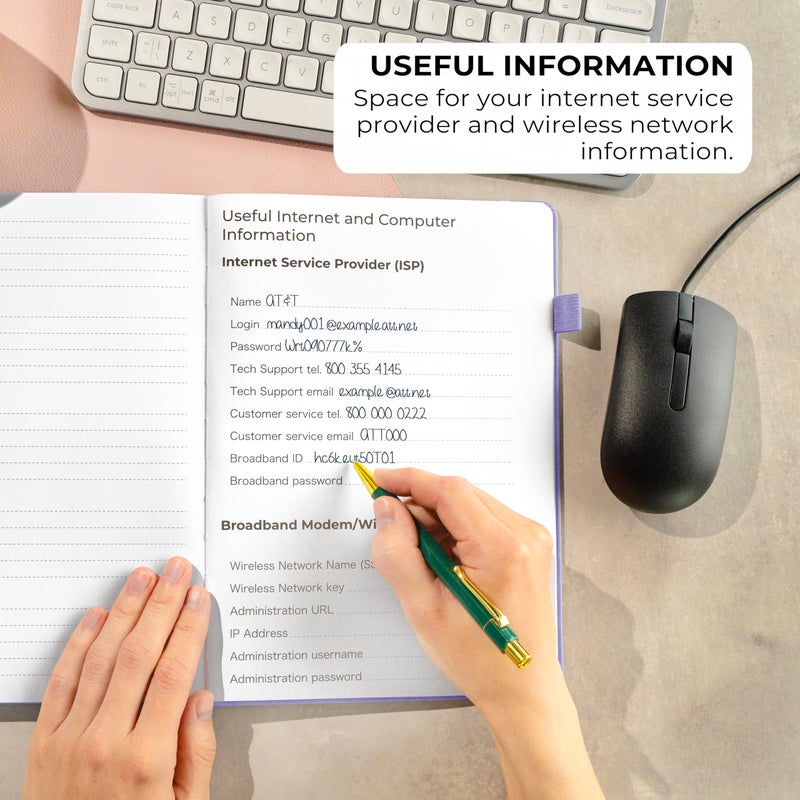 Clever Fox Password Book with alphabetical tabs. Internet Address Organizer Logbook. Large Password Keeper for Website Logins (Lavender) - Image 5