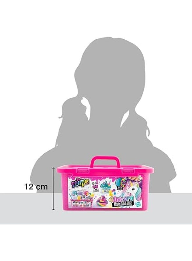 DIY Unicorn Mix-in Slime Case, 10 Slimes Kit with Beads and Decorations, Pink Storage Container - Image 4