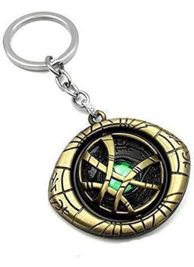 TechPro Dr Strange Revolving Green Stone Eye Design Key Chain And Key Ring 