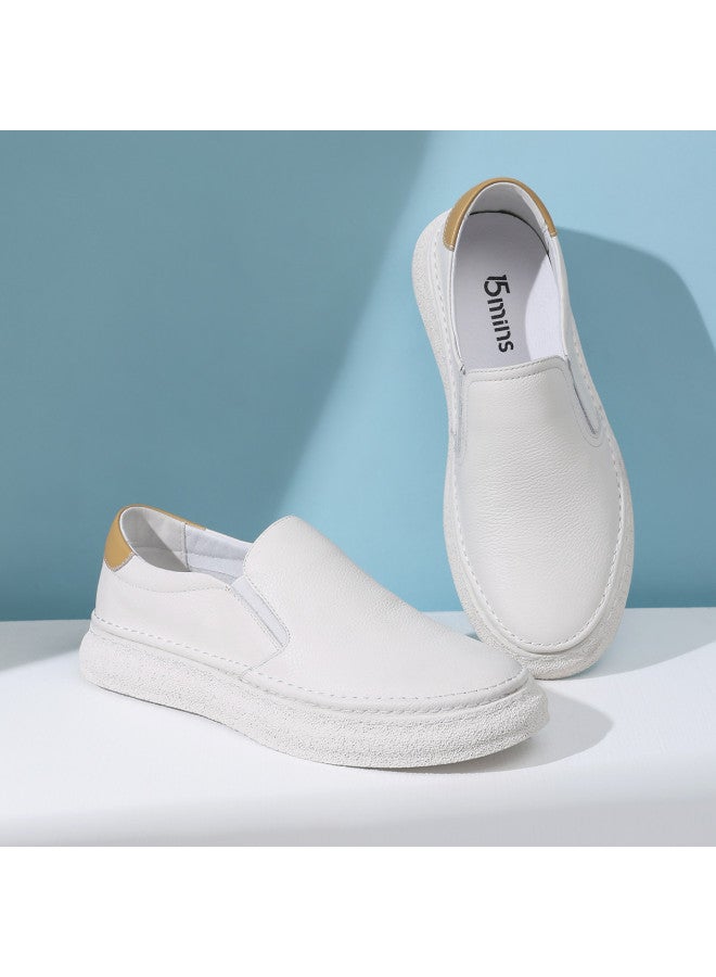 15MINS New Genuine Leather Men's Casual Shoes - Lightweight Soft Slip-on Loafers, Breathable Driving Moccasins With Versatile Sneaker Style - Image 3