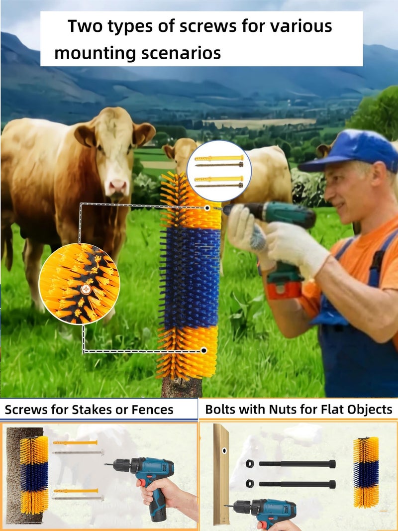 REVAXUP Livestock Scratching Brush, 2pcs Goat Scratching Post for Pig Dog Sheep,Durable Cow Brush can be Easily Mounted,Goat Horse Supplies for Livestock Self-Grooming,Protecting The Fence - Image 5