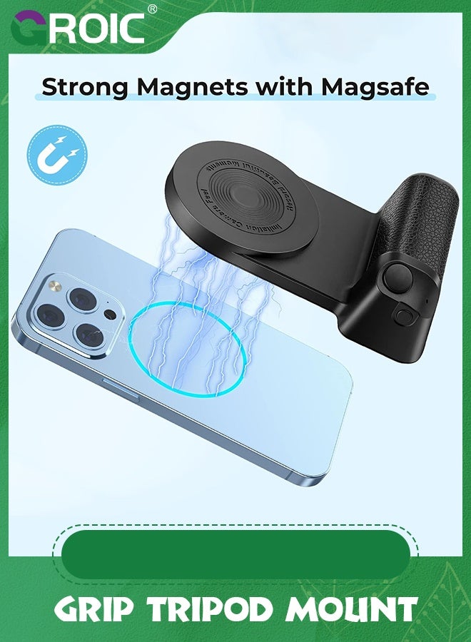 GROIC Magnetic Camera Handle Bluetooth Bracket, Smartphone CapGrip Camera Phone Selfie Grip Handle Photo Phone Holder with Bluetooth Wireless Remote Control Compatible for All Phones Video Shooting Vlog  - Image 2