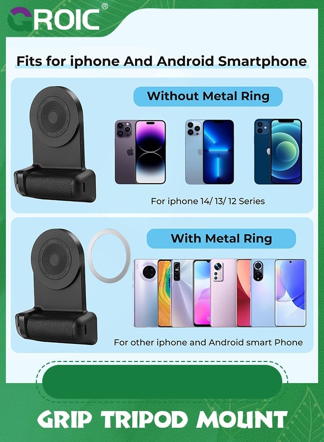 GROIC Magnetic Camera Handle Bluetooth Bracket, Smartphone CapGrip Camera Phone Selfie Grip Handle Photo Phone Holder with Bluetooth Wireless Remote Control Compatible for All Phones Video Shooting Vlog  - Image 5