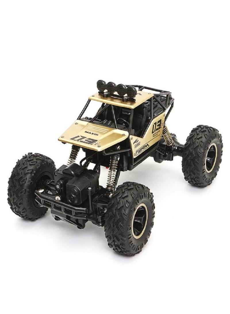 توي لاند سيارة تحكم عن بعد قابلة لإعادة الشحن بتردد 2.4 جيجاهرتز مصنوعة من سبيكة معدنية، بمقياس 1:16، مخصصة للطرق الوعرة، مزودة بنظام امتصاص الصدمات - لون ذهبي - Image 1