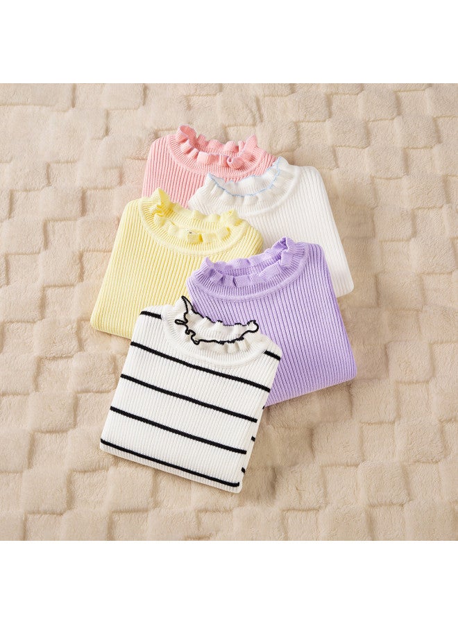 Balabala Kids' Sweater Simple Versatile Base Layer Girls' Autumn Knitwear Toddler To Big Kids' Lace-trimmed Non-deformable - Image 3