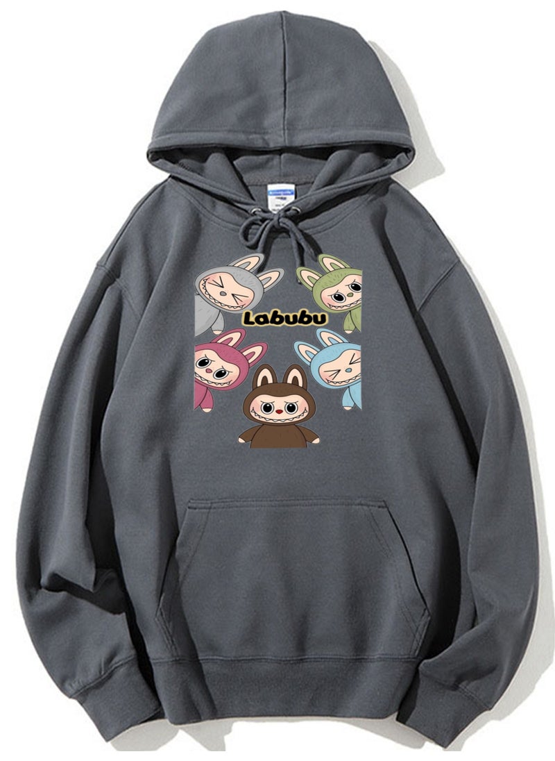 NIBEMINENT Labubu Printed Cotton Long Sleeve Hoodie 