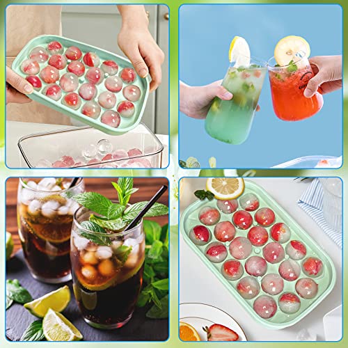 VVAYHUA Ice Cube Tray 2 Pack Flexible Silicone 22 Ice Balls Maker with Lid BPA Free EasyRelease Ice Cube Trays for Freezer DIY Homemade Round Ice Cubes for Whiskey Cocktails Coffee - Image 3