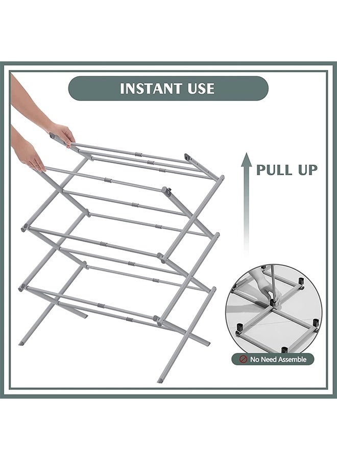 Beauenty Expandable and Foldable Clothes Drying Stand, Clothes Rack for Air Drying Clothing, Sturdy Durable Clothes Dryer, Laundry Drying Stand for Indoor, Outdoor, Balcony, Gray ﻿ - Image 2