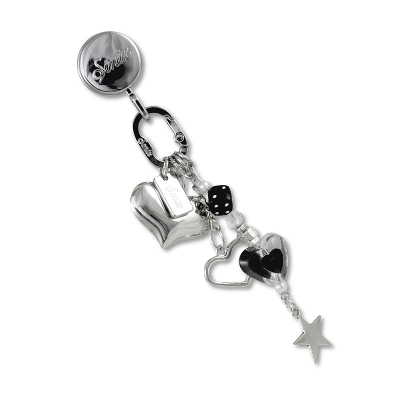 Sonix Phone Charm with Adhesive Hook | Smartphone Charm Hook with Carabiner Ring and Unique Charms | Hearts & Stars - Image 1