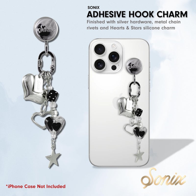 Sonix Phone Charm with Adhesive Hook | Smartphone Charm Hook with Carabiner Ring and Unique Charms | Hearts & Stars - Image 2