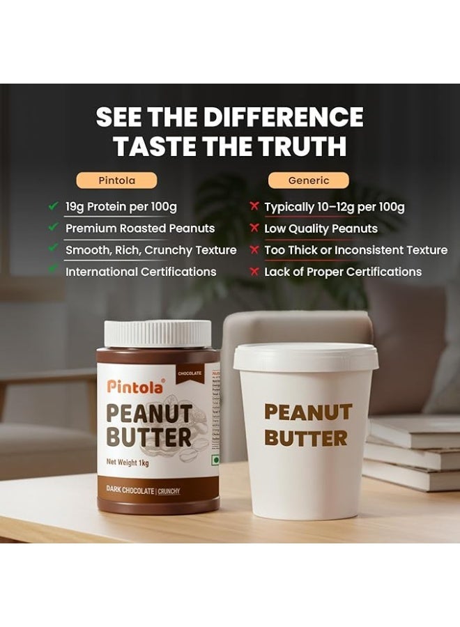 Pintola Organic Unsweetened Creamy 340g + Dark Chocolate Creamy 340g Peanut Butter, High in Protein, Gluten Free, Vegan, Cholesterol Free, natural oil on top, mix well, achieve the creaminess. - Image 5