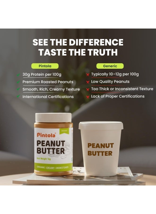 Pintola Organic Unsweetened Creamy 340g + Dark Chocolate Creamy 340g Peanut Butter, High in Protein, Gluten Free, Vegan, Cholesterol Free, natural oil on top, mix well, achieve the creaminess. - Image 4