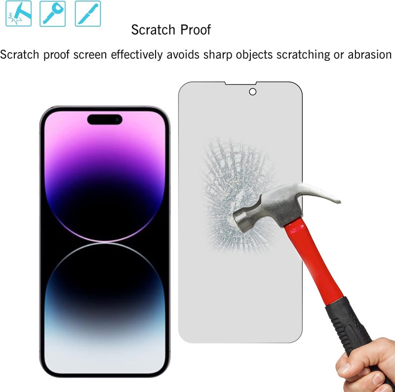Ailun 2 Pack Privacy Screen Protector for iPhone 14 Pro [6.1 inch] + 2 Pack Camera Lens Protector,Anti Spy Private,Tempered Glass,Case Friendly - Image 5