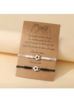 Cartoon Soccer Weave Bracelet Adjustable Friendship Band Gold-Black and White