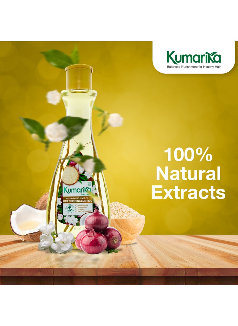 kumarika - Kumarika Thinning Control Nourishing Hair Oil 200ml Get thick healthy hair stop hair thinning Infused with Coconut Sesame Red Onion and Jasmine a light non sticky natural hair oil - Image 1