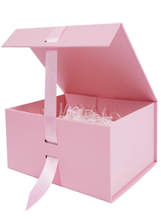 Aimyoo Large Pink Gift Box with Ribbon, 11.5x8.6x4.1 inch Groomsman Proposal Box for Presents with Magnetic Closure Lids, Rectangle Collapsible Luxury Box for Wedding, Christmas, Halloween, Birthday - Image 1