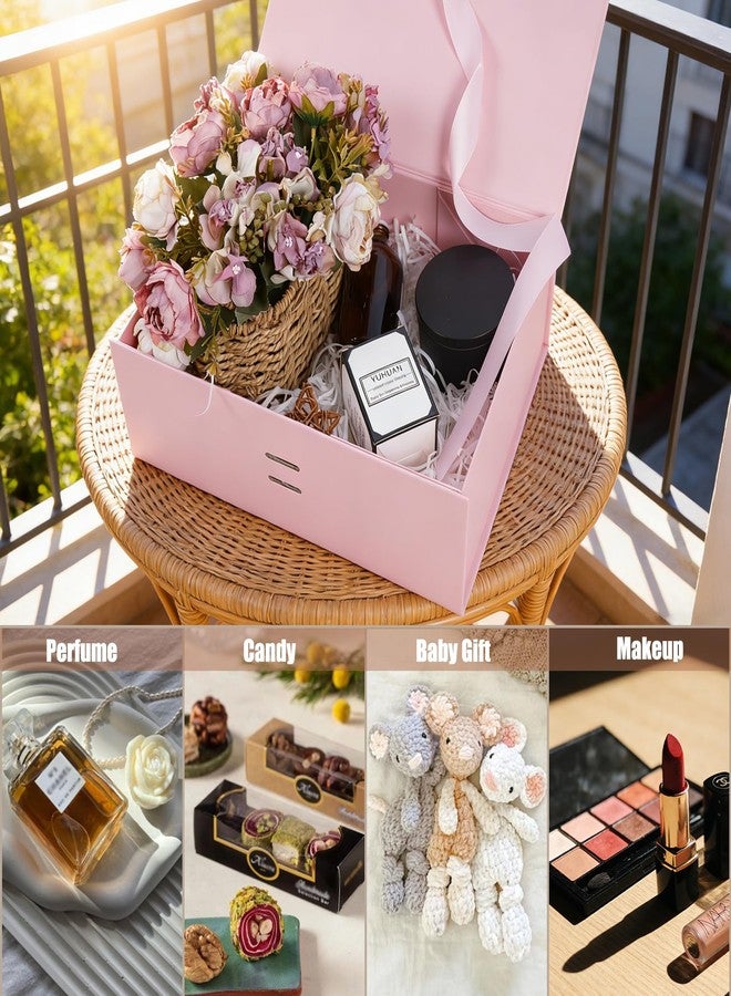 Aimyoo Large Pink Gift Box with Ribbon, 11.5x8.6x4.1 inch Groomsman Proposal Box for Presents with Magnetic Closure Lids, Rectangle Collapsible Luxury Box for Wedding, Christmas, Halloween, Birthday - Image 5