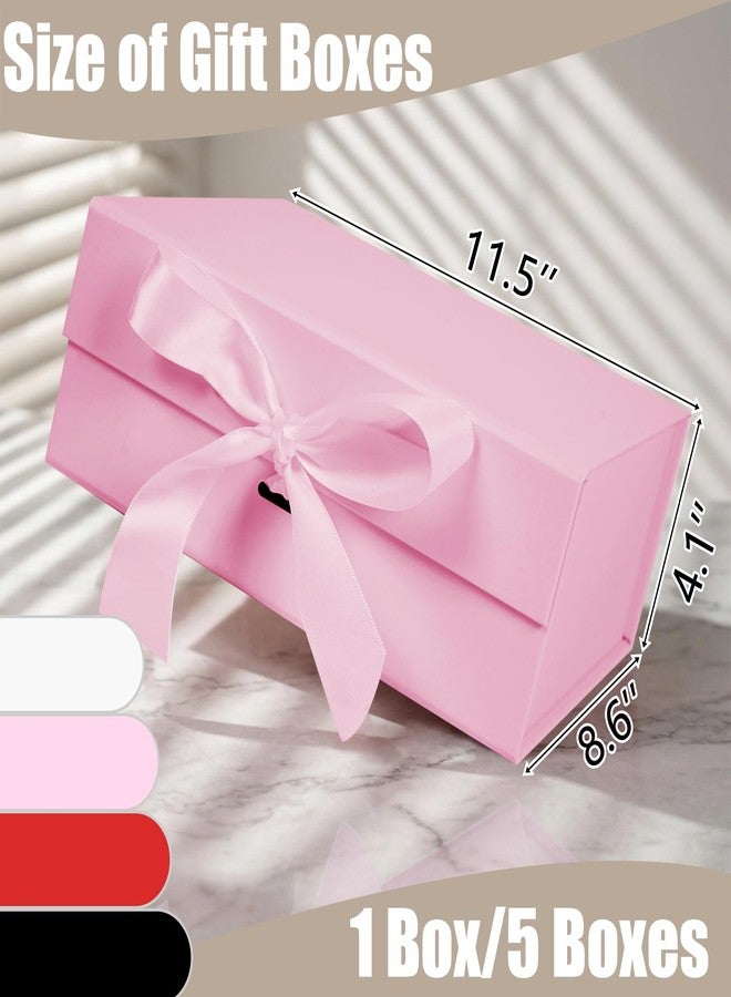 Aimyoo Large Pink Gift Box with Ribbon, 11.5x8.6x4.1 inch Groomsman Proposal Box for Presents with Magnetic Closure Lids, Rectangle Collapsible Luxury Box for Wedding, Christmas, Halloween, Birthday - Image 2