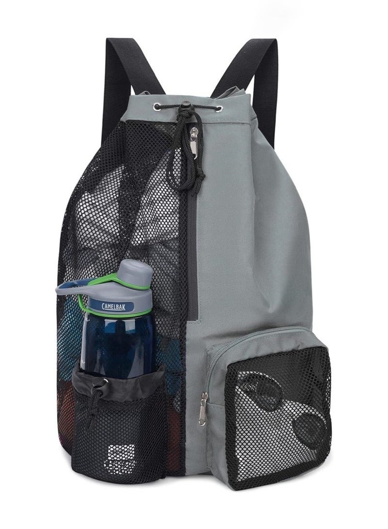 حقيبة سباحة حقيبة ظهر عصرية للسباحة واللياقة البدنية مع إغلاق الرباط الشبكي القابل للتنفس وحجرة رطبة منفصلة، مصممة خصيصا لإجازات الشاطئ والتدريبات اليومية والمعدات الرياضية، للسباحة وصالة الألعاب الرياضية ومعدات التمرين (رمادي) - Image 1