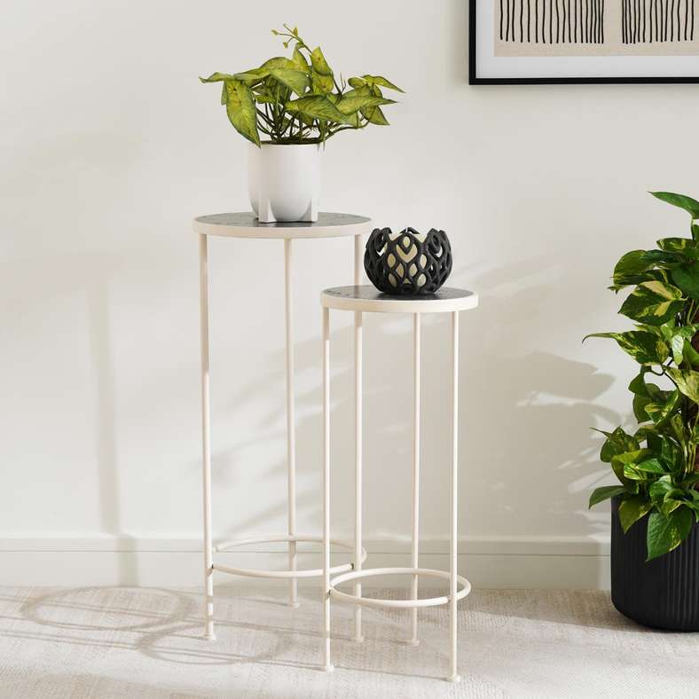 Pan Home مجموعة حوامل أصص نباتات دائرية رمادية للمنزل